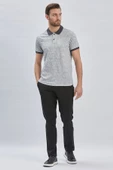 Koyu Antrasit Baskılı Pike Polo Yaka Pamuklu Likralı Casual Slim Fit Dar Kesim Tişört 1011240158 thumbnail 1
