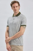 Koyu Haki Baskılı Pike Polo Yaka Pamuklu Likralı Casual Slim Fit Dar Kesim Tişört 1011240158 thumbnail 2