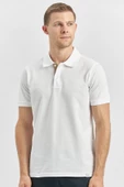 Beyaz Pike Polo Yaka Pamuklu Likralı Casual Slim Fit Dar Kesim Tişört 1011240186 thumbnail 1