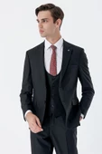 Siyah Mono Yaka Çift Yırtmaç Yelekli 6 Drop Slim Fit Dar Kesim Basic Takım Elbise 1001240186 thumbnail 2
