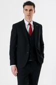 Koyu Lacivert Kırlangıç Yaka Yelekli 6 Drop Slim Fit Dar Kesim Klasik Takım Elbise 1001235165 - 3