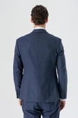 Koyu Lacivert Kırlangıç Yaka Yelekli 6 Drop Slim Fit Dar Kesim Klasik Takım Elbise 1001235168 - 7