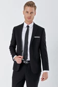 Siyah Gabardin Kırlangıç Yaka 6 Drop Slim Fit Dar Kesim Basic Takım Elbise 1001240011 thumbnail 3