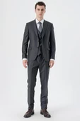 Koyu Antrasit Kırlangıç Yaka Yelekli 6 Drop Slim Fit Dar Kesim Klasik Takım Elbise 1001235166 thumbnail 4