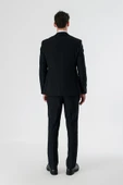 Koyu Lacivert Kırlangıç Yaka Yelekli 6 Drop Slim Fit Dar Kesim Klasik Takım Elbise 1001235165 - 7