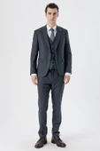 Lacivert Kırlangıç Yaka Yelekli 6 Drop Slim Fit Dar Kesim Klasik Takım Elbise 1001235168 - 4