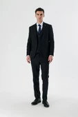 Siyah Kırlangıç Yaka Yelekli 6 Drop Slim Fit Dar Kesim Klasik Takım Elbise 1001235165 - 6