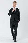 Siyah Gabardin Kırlangıç Yaka 6 Drop Slim Fit Dar Kesim Basic Takım Elbise 1001240011 thumbnail 7