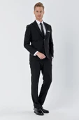 Siyah Gabardin Kırlangıç Yaka 6 Drop Slim Fit Dar Kesim Basic Takım Elbise 1001240011 thumbnail 6