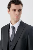 Koyu Antrasit Kırlangıç Yaka Yelekli 6 Drop Slim Fit Dar Kesim Klasik Takım Elbise 1001235166 thumbnail 6
