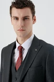 Koyu Antrasit Kırlangıç Yaka Yelekli 6 Drop Slim Fit Dar Kesim Klasik Takım Elbise 1001235164 thumbnail 7