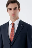 Lacivert Mono Yaka Astarlı Yelekli 6 Drop Slim Fit Dar Kesim Basic Takım Elbise 1001235186 - 8