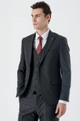 Koyu Antrasit Kırlangıç Yaka Yelekli 6 Drop Slim Fit Dar Kesim Klasik Takım Elbise 1001235164 thumbnail 1