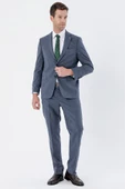 Lacivert Desenli Mono Yaka 6 Drop Comfort Fit Rahat Kesim Klasik Takım Elbise 1001235163 - 4