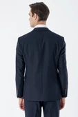 Koyu Lacivert Çizgili Mono Yaka Yelekli 6 Drop Slim Fit Dar Kesim Klasik Takım Elbise 1001235160 - 8