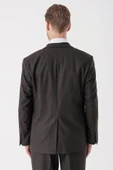 Koyu Kahverengi Armürlü Mono Yaka 4 Drop Comfort Fit Rahat Kesim Klasik Takım Elbise 1001235150 - 7