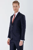 Lacivert Gabardin Kırlangıç Yaka Astarlı 6 Drop Slim Fit Dar Kesim Basic Takım Elbise 1001235011 - 1