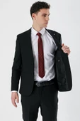 Siyah Kırlangıç Yaka Yünlü Likralı 6 Drop Slim Fit Dar Kesim Klasik Takım Elbise 1001240158 - 3