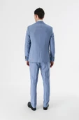 Mavi Desenli Kırlangıç Yaka Yelekli 6 Drop Slim Fit Dar Kesim Klasik Takım Elbise 1001240157 - 9