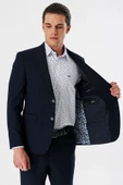 Lacivert Düz Kırlangıç Yaka Likralı 6 Drop Slim Fit Dar Kesim Klasik Takım Elbise 1001240161 - 8