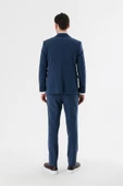 İndigo Mavi Mono Yaka Çift Yırtmaç Likralı 6 Drop Slim Fit Dar Kesim Klasik Takım Elbise 1001240164 - 8