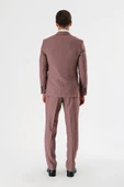 Koyu Vizon Desenli Kırlangıç Yaka Yelekli 6 Drop Slim Fit Dar Kesim Klasik Takım Elbise 1001240157 - 7