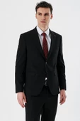 Siyah Düz Kırlangıç Yaka Likralı 6 Drop Slim Fit Dar Kesim Klasik Takım Elbise 1001240161 thumbnail 1