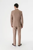 Camel Desenli Kırlangıç Yaka Yelekli 6 Drop Slim Fit Dar Kesim Klasik Takım Elbise 1001240157 - 2