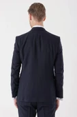 Koyu Lacivert Çıkarılabilir Mono Yaka Yelekli 6 Drop Slim Fit Smokin Damatlık Takım 1001230202 thumbnail 8