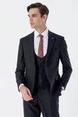Siyah Mono Yaka Astarlı Çift Yırtmaç Yelekli 6 Drop Slim Fit Dar Kesim Basic Takım 1001230186 thumbnail 2