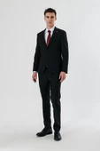 Siyah Kırlangıç Yaka Yünlü Likralı 6 Drop Slim Fit Dar Kesim Klasik Takım Elbise 1001240158 - 6