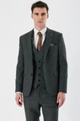 Koyu Antrasit Kırlangıç Yaka Yelekli 6 Drop Slim Fit Klasik Takım Elbise 1001240155 - 3