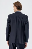 Koyu Lacivert Mono Yaka Yünlü Likralı 6 Drop Comfort Fit Rahat Kesim Klasik Takım Elbise 1001235172 - 4