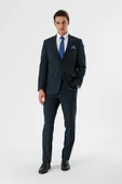 Koyu Lacivert Mono Yaka Likralı 6 Drop Comfort Fit Rahat Kesim Klasik Takım Elbise 1001240153 - 2