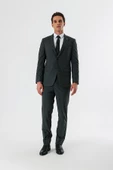 Siyah Desenli Mono Yaka Likralı 6 Drop Comfort Fit Rahat Kesim Klasik Takım Elbise 1001240153 - 4