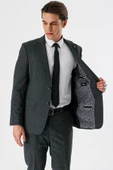 Siyah Desenli Mono Yaka Likralı 6 Drop Comfort Fit Rahat Kesim Klasik Takım Elbise 1001240153 - 5