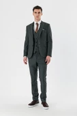 Koyu Antrasit Kırlangıç Yaka Yelekli 6 Drop Slim Fit Klasik Takım Elbise 1001240155 - 2