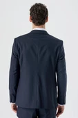 Koyu Lacivert Kırlangıç Yaka Yünlü Likralı 6 Drop Slim Fit Dar Kesim Klasik Takım Elbise 1001235175 - 8