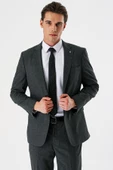 Siyah Desenli Mono Yaka Likralı 6 Drop Comfort Fit Rahat Kesim Klasik Takım Elbise 1001240153 - 6