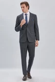 Koyu Lacivert Çizgili Mono Yaka Astarlı 4 Drop Comfort Fit Rahat Kesim Takım Elbise 1001240177 - 2