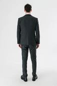 Koyu Antrasit Kırlangıç Yaka Yelekli Likralı 6 Drop Slim Fit Klasik Takım Elbise 1001240167 - 2