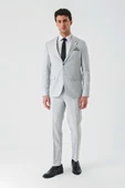 Gri Örme Kırlangıç Yaka 6 Drop Slim Fit Dar Kesim Klasik Takım Elbise 1001240112 - 3