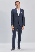 Koyu Lacivert Armürlü Kırlangıç Yaka Astarlı 6 Drop Slim Fit Dar Kesim Takım Elbise 1001240176 thumbnail 2