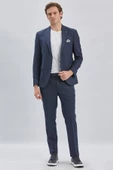 Koyu Lacivert Armürlü Kırlangıç Yaka Astarlı 6 Drop Slim Fit Dar Kesim Takım Elbise 1001240176 thumbnail 5