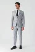 Gri Örme Kırlangıç Yaka 6 Drop Slim Fit Dar Kesim Klasik Takım Elbise 1001240112 - 10