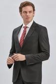 Koyu Lacivert Çizgili Kırlangıç Yaka Astarlı 6 Drop Slim Fit Dar Kesim Takım Elbise 1001240175 - 3