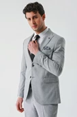 Gri Örme Kırlangıç Yaka 6 Drop Slim Fit Dar Kesim Klasik Takım Elbise 1001240112 - 4