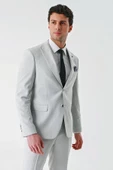 Gri Örme Kırlangıç Yaka 6 Drop Slim Fit Dar Kesim Klasik Takım Elbise 1001240112 - 11