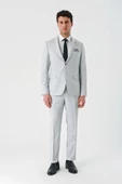Gri Örme Kırlangıç Yaka 6 Drop Slim Fit Dar Kesim Klasik Takım Elbise 1001240112 - 2