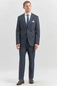 Koyu Mavi Desenli Mono Yaka Astarlı 6 Drop Comfort Fit Rahat Kesim Takım Elbise 1001240178 - 5